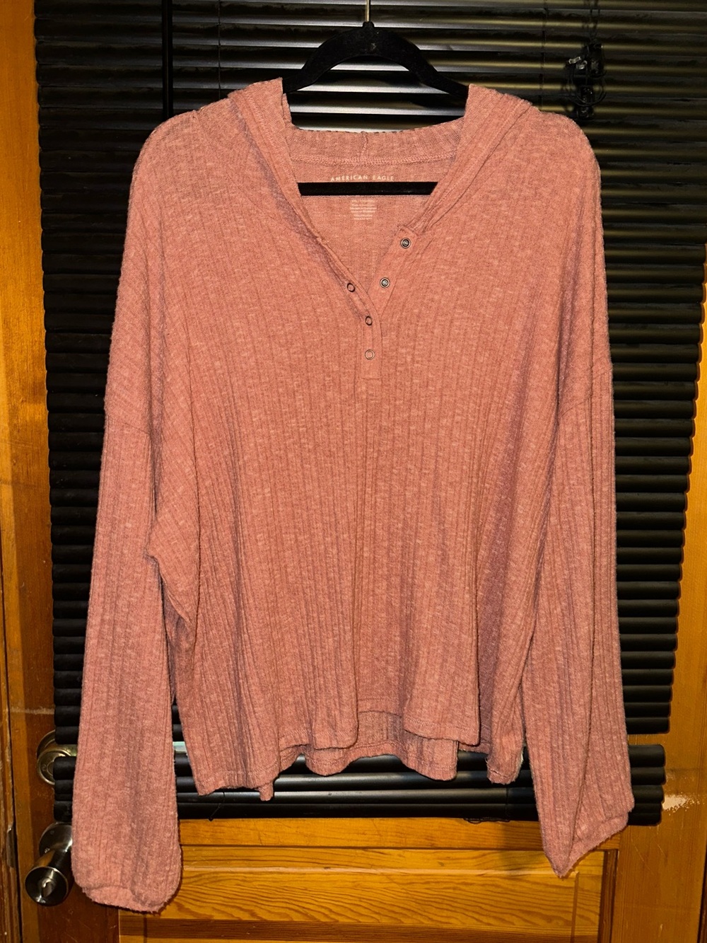 American Eagle Soft & Sexy Plush Ribbed Henley Hoodie